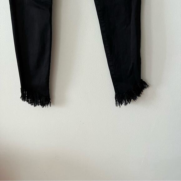 Frame Le High Skinny Shredded Hem Jeans in Noir Black - Picture 3 of 7
